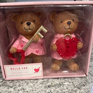 Bella Luxx Pink and Red Bear Figurines